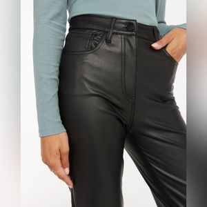 High-Waisted Straight-Leg Vegan Leather Pants